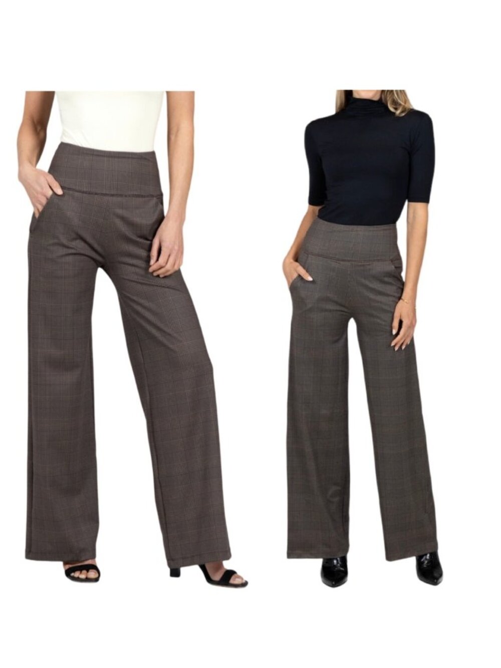 KIRA GRACE Women's EUC "Prince of Wales" Flare Pull-On Pants | Size M
